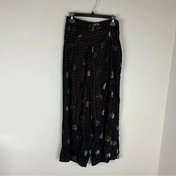 Anthropologie Eva Franco Pasquette Velvet Wide-Leg Pants Floral Print Size 4 - Picture 5 of 11